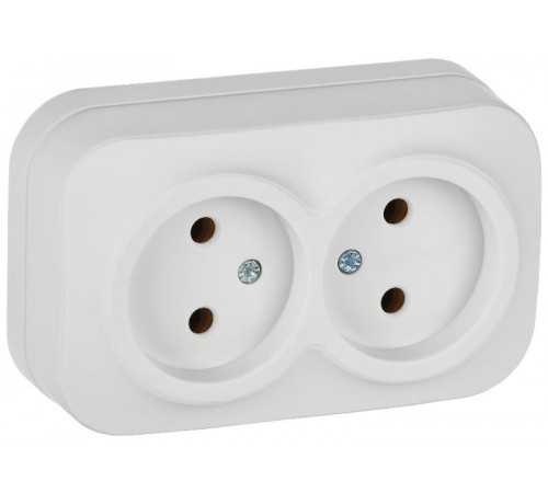 GLORY Розетка 2-местная без з/к/ш о/у 10А РС22-2-ХБм белый матовый  ERH20-K01M-10  IEK