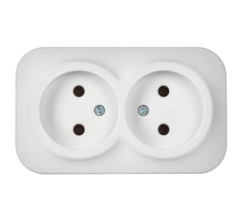 GLORY Розетка 2-местная без з/к/ш о/у 10А РС22-2-ХБм белый матовый  ERH20-K01M-10  IEK