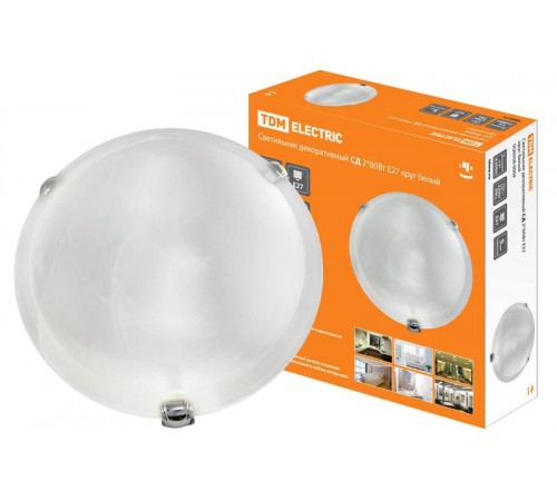 Светильник декоративный СД 2х60Вт ЛН/КЛЛ Е27 круг белый (в индивид. коробке)  SQ0358-0004'  TDM