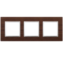 14-5303-10 ЭРА Рамка на 3 поста, дерево, Эра Elegance, венге+алюм  Б0034581  ЭРА