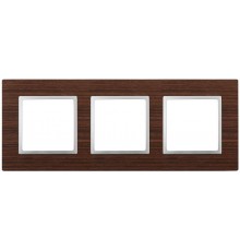 14-5303-10 ЭРА Рамка на 3 поста, дерево, Эра Elegance, венге+алюм  Б0034581  ЭРА