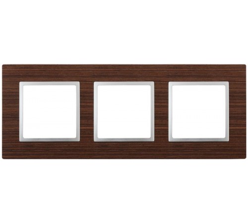 14-5303-10 ЭРА Рамка на 3 поста, дерево, Эра Elegance, венге+алюм  Б0034581  ЭРА