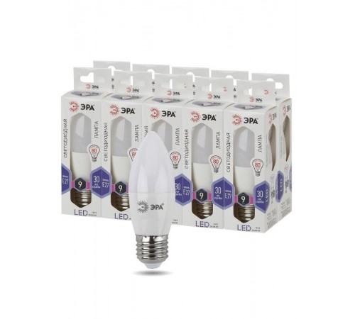 Лампа светодиодная LED 9Вт Е27 6000К smd B35-9W-860-E27  Б0031410  ЭРА