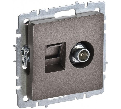 BRITE Розетка двойная TV+RJ45 кат.5E РТВ/РК12-БрТБ темная бронза  BR-AK20-1-K45  IEK