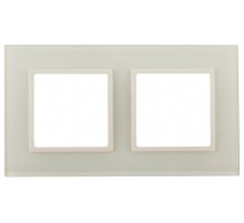 14-5102-02 Рамка на 2 поста, стекло, Эра Elegance, сл.кость+сл.к  Б0034489  ЭРА