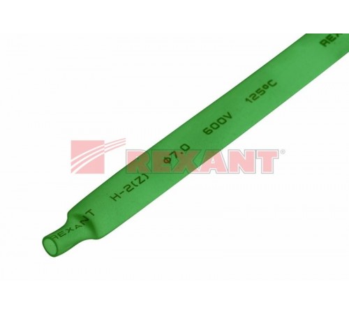 Термоусадочная трубка 7,0/3,5 мм, зеленая, упаковка 50 шт. по 1 м  20-7003  REXANT