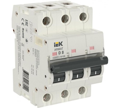 Выключатель автоматический трехполюсный M10N 3P D 8А 10кА ARMAT  AR-M10N-3-D008  IEK