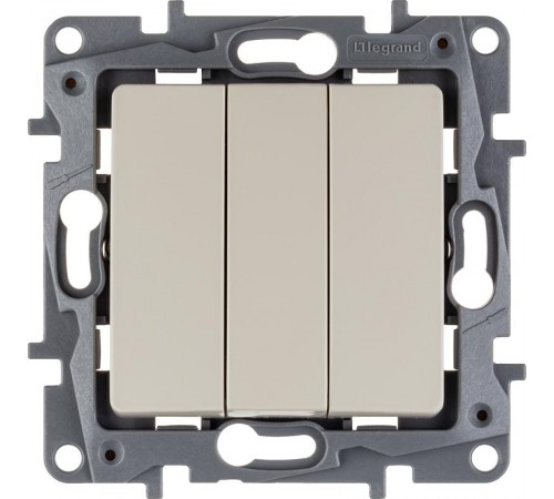 Etika Слоновая кость Выключатель 3-клавишный, 10А, автозажимные клеммы  672313  Legrand