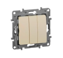 Etika Слоновая кость Выключатель 3-клавишный 10А 250В винтовые зажимы  672343  Legrand