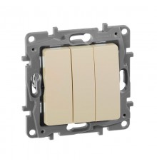 Etika Слоновая кость Выключатель 3-клавишный 10А 250В винтовые зажимы  672343  Legrand