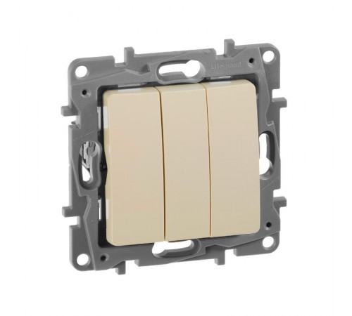 Etika Слоновая кость Выключатель 3-клавишный 10А 250В винтовые зажимы  672343  Legrand
