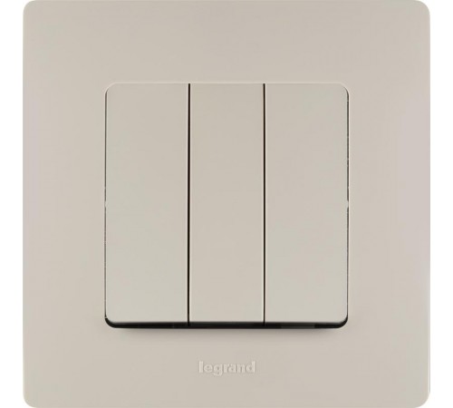 Etika Слоновая кость Выключатель 3-клавишный, 10А, автозажимные клеммы  672313  Legrand