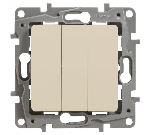 Etika Слоновая кость Выключатель 3-клавишный, 10А, автозажимные клеммы  672313  Legrand