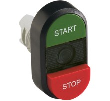 Кнопка двойная MPD15-11B (зеленая/красная-выступающая) непрозрач ная черная линза с текстом (START/STOP)  1SFA611144R1106  ABB