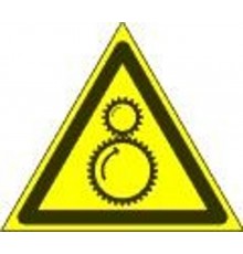 Знак наклейка W29 "Осторожно. Возможно затягивание между вращающимися элементами" (200х200х200) ГОСТ 12.4.026-2015  PROxima an-w-29  EKF