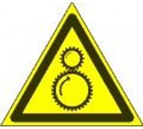 Знак наклейка W29 "Осторожно. Возможно затягивание между вращающимися элементами" (200х200х200) ГОСТ 12.4.026-2015  PROxima an-w-29  EKF