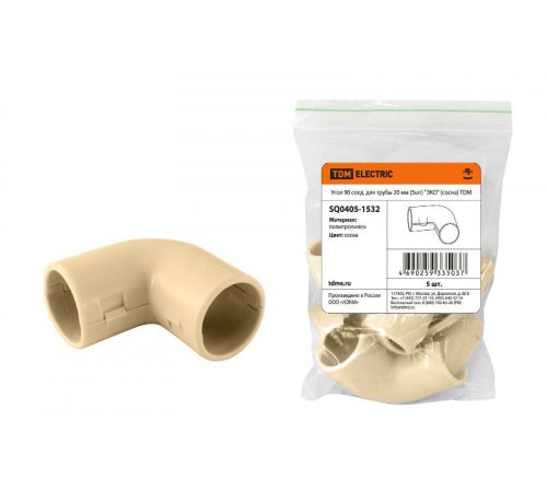 Угол 90 соед. для трубы 20 мм (5шт) "ЭКО" (сосна)  SQ0405-1532  TDM