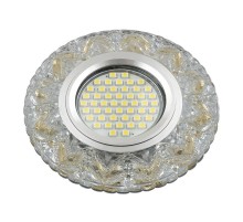 Светильник декор.встр Luciole DLS-L146 GU5.3 GLASSY/GOLD GU5.3 доп.LED подсветка 3Вт, стекл,зерк./прозр.+светло-желтый.  UL-00003894  Fametto