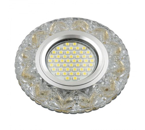 Светильник декор.встр Luciole DLS-L146 GU5.3 GLASSY/GOLD GU5.3 доп.LED подсветка 3Вт, стекл,зерк./прозр.+светло-желтый.  UL-00003894  Fametto