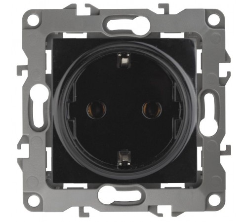 Розетка 12-2101-06 с заземлением, 16АХ-250В,  чёрный  Б0014680  ЭРА