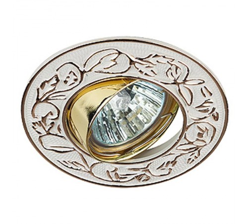 Светильник встраиваемый литой под лампу KL11A WH/GD поворотный "лианы" MR16, 12V/220V, 50W белый/золото (100/1400)  Б0009323  ЭРА