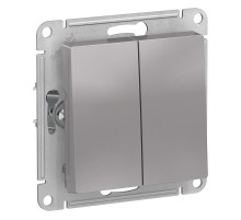 AtlasDesign Aqua Выключатель 2-клавишный, IP44, сх.5, 10АХ, механизм, Алюминий  ATN440351  SE