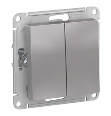 AtlasDesign Aqua Выключатель 2-клавишный, IP44, сх.5, 10АХ, механизм, Алюминий  ATN440351  SE