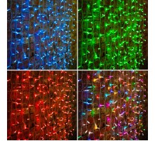 Гирлянда "Светодиодный Дождь" 2х1,5м, прозрачный провод, 230 В, диоды RGB, 300 LED свеч.с динамикой при приобр.контрол.245-907  245-309  NEON-NIGHT