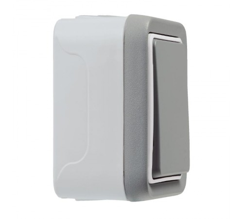 Plexo Серый Выключатель/Переключатель 1-клавишный наружный монтаж 10А (в сборе) IP55  069711  Legrand