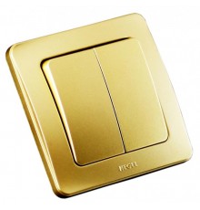 Выключатель скрытой установки, двухклавишный, цвет золото  ВС10-351-07  HEGEL