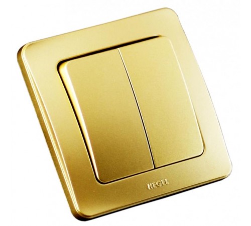 Выключатель скрытой установки, двухклавишный, цвет золото  ВС10-351-07  HEGEL