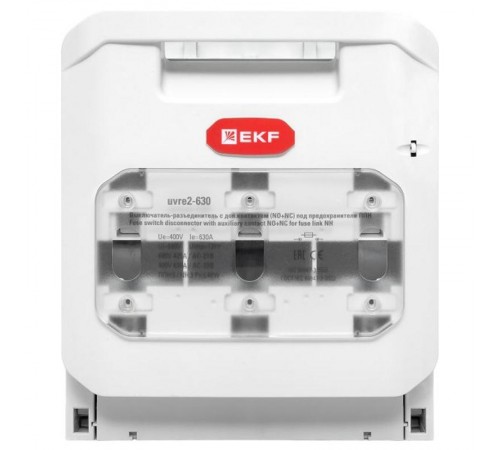 Выключатель-разъединитель УВРЭ v2 630А с дополнительным контактом (NO+NC) откидного типа под предохранители ППН (габ.3) uvre2-630EKF