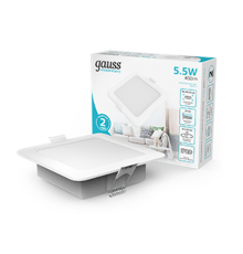 Светильник  Elementary Downlight квадрат 5,5W 460lm 4000K 170-260V IP20 95*26 белый LED 1/100  998420205  Gauss