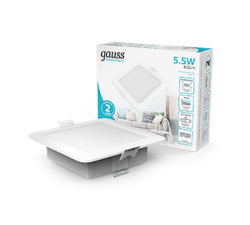 Светильник  Elementary Downlight квадрат 5,5W 460lm 4000K 170-260V IP20 95*26 белый LED 1/100  998420205  Gauss