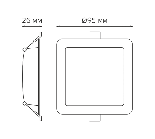 Светильник  Elementary Downlight квадрат 5,5W 460lm 4000K 170-260V IP20 95*26 белый LED 1/100  998420205  Gauss