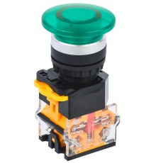 Кнопка D8-11M "Грибок" d=22мм 1з+1р зеленая  BBG30-11M-3-22-K06  IEK