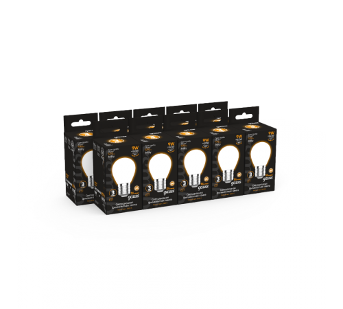 Лампа светодиодная Filament Шар 9W 590lm 3000К Е27 milky LED 1/10/50  105202109  Gauss