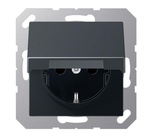 Розетка SCHUKO® с крышкой; термопласт; антрацит  EP1420KLAN  Jung