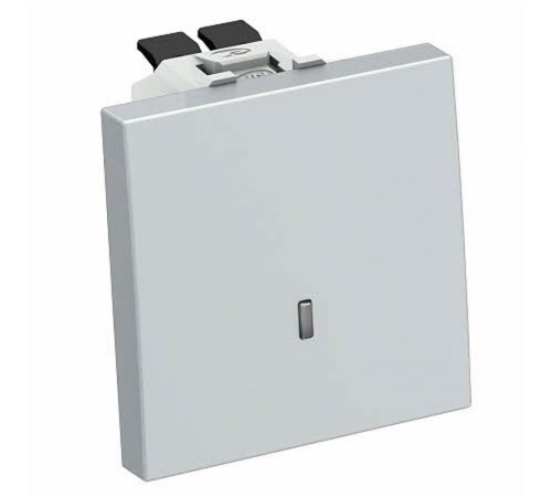 Переключатель одноклавишный с контрольной подсветкой 10A 250В 1 модуль, 45х45мм алюминиевый лак  6120942  OBO Bettermann