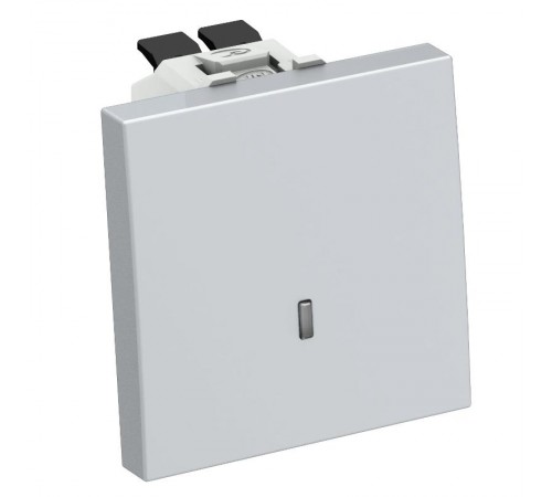 Переключатель одноклавишный с контрольной подсветкой 10A 250В 1 модуль, 45х45мм алюминиевый лак  6120942  OBO Bettermann