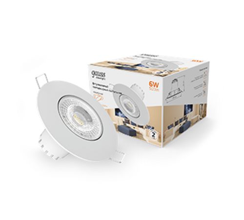 Светильник светодиодный встраиваемый круглый белый, 6W, 500 Lm LED 2700K  947411106  Gauss