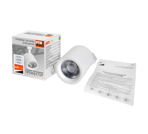 Светильник светодиодный трековый однофазный PTR 0530 30w 4000K 24° WH (белый) IP40  5010642  Jazzway