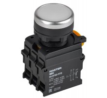 Кнопка с подсвет. и фикс. d=22мм 1NO+1NC белая MASTER  MI-BT60-11TD-3-11-K01  IEK