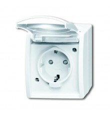 Розетка SCHUKO 16А 250В IP44 для открытого монтажа c защитными шторками, серия ocean, цвет альпийский белый  2083-0-0843   2CKA002083A0843  ABB
