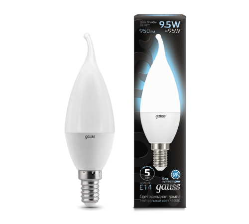 Лампа светодиодная Black LED Свеча на ветру E14 9.5W 950lm 4100K  104101210  Gauss