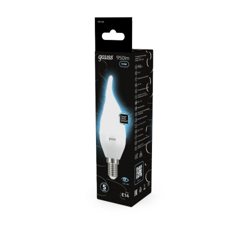 Лампа светодиодная Black LED Свеча на ветру E14 9.5W 950lm 4100K  104101210  Gauss