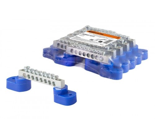 Шина "N" нулевая 6х9мм на двух угл. изоляторах 8 групп никелированная  SQ0801-0312  TDM