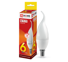 Лампа светодиодная LED-СВЕЧА НА ВЕТРУ-VC 6Вт 230В Е14 3000К 540Лм  4690612030371  IN HOME