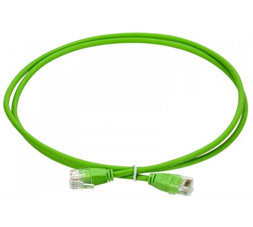 ITK Коммутационный шнур кат.6 UTP 2м slim без язычка. зел.  PC02-C06UL-2M-SL-NT  ITK