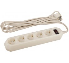 Сетевой фильтр USF-5es-3m-I   (сл.кость) с заземл, 3x0,75мм2, с выкл, 5гн, 3м (20/600) Б0019035  ЭРА